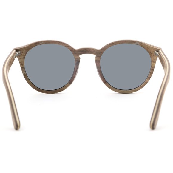 Wood Sunglasses with Gradient Gray Polarized Lens Brown Wood Frame & Rhinestones main image 7